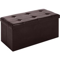 Pu Leather Ottoman Storage Bench Folding Footstool Button Tufted Footrest Brown - Brown - Homcom