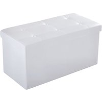 Pu Leather Ottoman Storage Bench Folding Footstool Button Tufted Footrest Cream White - Homcom