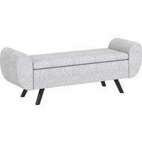 Homcom - Storage Ottoman with Armrest, Upholstered Linen Storage Bench