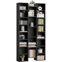 HOMCOM Tall Bookshelf with 21 Compartments and 10 Adjustable Shelves, Black