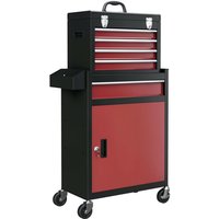 Homcom - Tool Cabinet on Wheels with 5 Drawers Top Tool Chest Roller Cabinet Combo