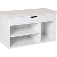 HOMCOM Wooden Shoes Cabinet Bench Hidden Storage Padded Seat Organiser White