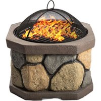 Homeology - bogota Bold Garden and Patio Heater Fire Pit Brazier and Barbecue with Eco-Stone Finish