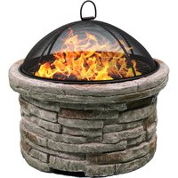Homeology - Fireology samui Beige Majestic Garden and Patio Heater Fire Pit Brazier and Barbecue with Eco-Stone Finish