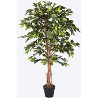 Homescapes - Green Ficus Tree Artificial Plant with Twisted Real Wood Stem, 4 Ft