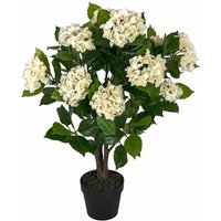 HOMESCAPES Cream Hydrangea Artificial Plant with Pot, 85 cm