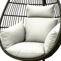 HOMESCAPES Luxury Egg Chair Cushion, Waterproof Hanging Swing Chair Cushion with Removable Headrest and Ties, Thick and Plush Head Pillow for Canopy