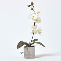Homescapes - White Artificial Orchid Flowers in Pot for Indoor and Outdoor Decoration