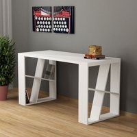 Decortie - Honey Modern Desk With Bookshelf Legs - White - White