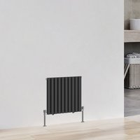 NRG - Horizontal Designer Oval Column Central Heating Radiator Heater Double 600x590mm Black