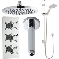 Kristal Triple Concealed Mixer Shower with Modern Shower Kit and Fixed Head - Hudson Reed