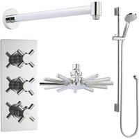 Kristal Triple Concealed Mixer Shower with Slimline Shower Kit and Fixed Head - Hudson Reed