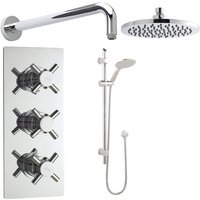 Kristal Triple Concealed Mixer Shower with Standard Shower Kit and Fixed Head - Hudson Reed