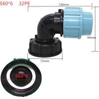 IBC tank adapter S60 x 6 - Fitting for water hose connection (32mm elbow outlet)