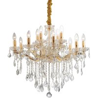 Ideal Lux - Florian - 12 Light Crystal Chandelier Gold Finish, E14