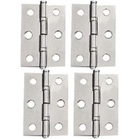 Inch (50x39x1.2mm) 4pcs. Stainless Steel Hinge - Cabinet Door Hinges, Furniture Hinges, Folding Hinges for Drawers, Boxes, and Windows, Silver