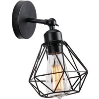 Indoor Wall Light 180 Degree Rotation E27 Wall Lamp Metal Cage for Bedroom Living Room Black 1 Pack