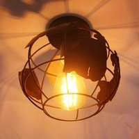 Hoopzi - Industrial Ceiling Light Fixture E27 Creative Chandelier Suspension Vintage Earth Shape Design Ceiling Lamp Cage Lighting Decoration for