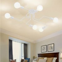 Axhup - Ceiling Light Vintage Industrial Style Ceiling Lamp Chandelier Made of Iron Fixture for Dining Room Living Room Hall Kitchen Hotel White
