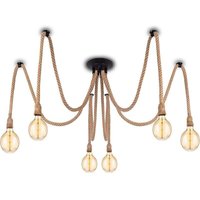 Industrial Pendant Light with Textile Cable - DIY Hemp Rope Retro Vintage Chandelier 6 x 2 Meters with E27 Lamp Holder for Dining Room, Hall,