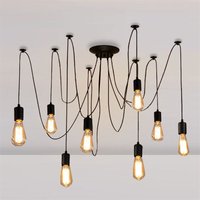Industrial Pendant Lighting Fitting Classic Edison Ceiling Lamp Retro Spider Chandelier E27 for Bedroom Living Room Kitchen 8 Lights/150cm