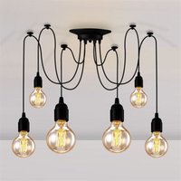 Industrial Pendant Lighting Fitting Classic Edison Ceiling Lamp Retro Spider Chandelier E27 for Bedroom Living Room Kitchen 6 Lights/150cm