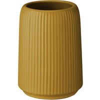 KADAX bathroom mug for toothbrush holder, yellow ceramic organizer, round