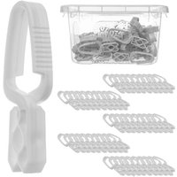 KADAX Clothes Pegs with Container, Plastic Pegs, White, 50 Pieces