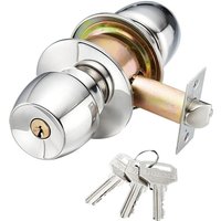 Memkey - Entrance door lock with key, ball door handles with keys, stainless steel exterior door handle (dimensions: 60 mm)
