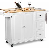 Kitchen Storage Trolley,136 X 76 X 91cm, Rolling Island Cabinet with Extendable Tabletop and Adjustable Shelves, Home Kitchen Dining Organiser