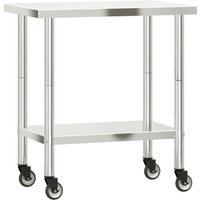 Kitchen Work Table with Wheels 82.5x55x85 cm Stainless Steel vidaXL