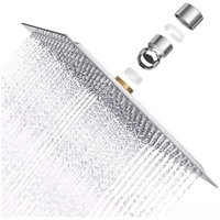 Krobec Stronger Shower Head, 8 Inch Square Shower Head in AISI304 Stainless Steel, 20x20cm Ultra-Thin Rain Spray, Fixed Shower Head with