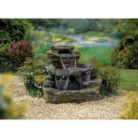 Easy Fountain Garda Falls LED Natural Garden Water Feature Stone Slate Effect