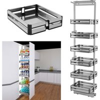 Livingandhome - Larder Pull Out Wide Plate Basket Kitchen Cabinet Cupboard, Width 25CM