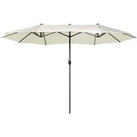 Beliani - Double Garden Parasol Modern Light Beige Outdoor Polyester Aluminium Sibilla