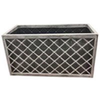 2 x SLATE Sqaure Planter Large Garden Flower Planters In Pewter Grey