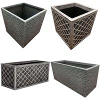 1 x SLATE Trough Large Garden Flower Planters In Pewter Grey