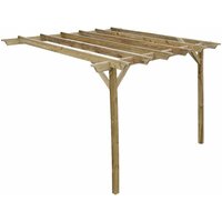 Arbor Garden Solutions - Lean to wooden garden pergola kit - Champion design wall mounted gazebo, 1.8m x 1.8m (Natural finish)