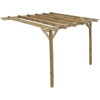 Arbor Garden Solutions - Lean to wooden garden pergola kit - Champion design wall mounted gazebo, 4.2m x 4.8m (Natural finish)