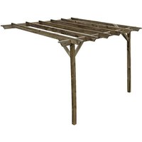 Arbor Garden Solutions - Lean to wooden garden pergola kit - Champion design wall mounted gazebo, 3m x 4.2m (Rustic brown finish)