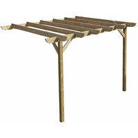Arbor Garden Solutions - Lean to wooden garden pergola kit - Corbel design wall mounted gazebo, 2.4m x 4.2m (Natural finish)
