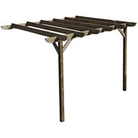 Arbor Garden Solutions - Lean to wooden garden pergola kit - Corbel design wall mounted gazebo, 2.4m x 2.4m (Rustic brown finish)