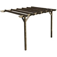 Arbor Garden Solutions - Lean to wooden garden pergola kit - Corbel design wall mounted gazebo, 4.2m x 4.8m (Rustic brown finish)
