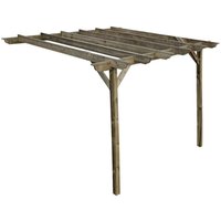 Arbor Garden Solutions - Lean to wooden garden pergola kit - Longhorn design wall mounted gazebo, 3m x 3.6m (Rustic brown finish)