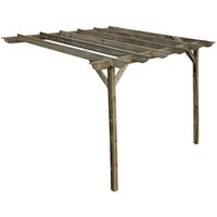 Arbor Garden Solutions - Lean to wooden garden pergola kit - Longhorn design wall mounted gazebo, 3m x 3m (Rustic brown finish)