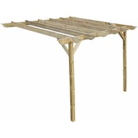 Arbor Garden Solutions - Lean to wooden garden pergola kit - Longhorn design wall mounted gazebo, 3m x 4.2m (Natural finish)