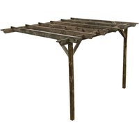 Arbor Garden Solutions - Lean to wooden garden pergola kit - Orchid design wall mounted gazebo, 1.8m x 3.6m (Rustic brown finish)