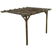 Arbor Garden Solutions - Lean to wooden garden pergola kit - Orchid design wall mounted gazebo, 2.4m x 4.2m (Rustic brown finish)