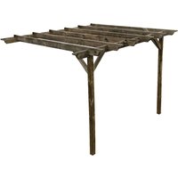 Arbor Garden Solutions - Lean to wooden garden pergola kit - Orchid design wall mounted gazebo, 1.8m x 2.4m (Rustic brown finish)