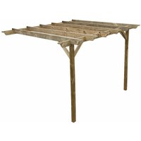 Arbor Garden Solutions - Lean to wooden garden pergola kit - Orchid design wall mounted gazebo, 1.8m x 3m (Natural finish)